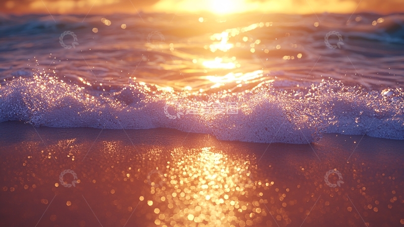 高清大图下载【趣麦麦图】日出海浪沙滩景色