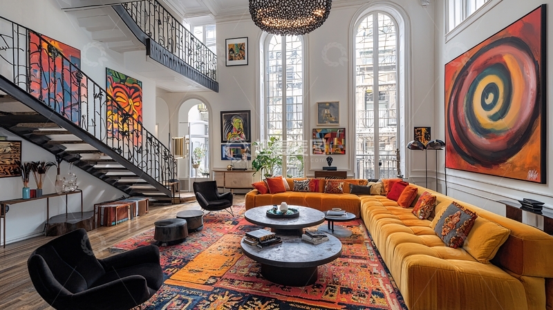 高清大图下载【趣麦麦图】高挑客厅现代艺术装饰画