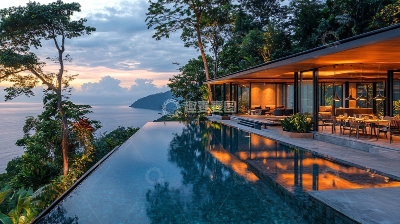 高清大图下载【趣麦麦图】海景别墅夜景