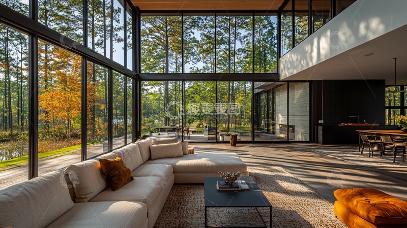 高清大图下载【趣麦麦图】现代极简别墅客厅