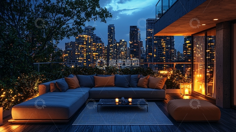 高清大图下载【趣麦麦图】夜景阳台103
