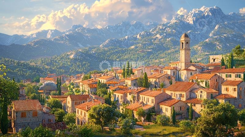 高清大图下载【趣麦麦图】山间小镇