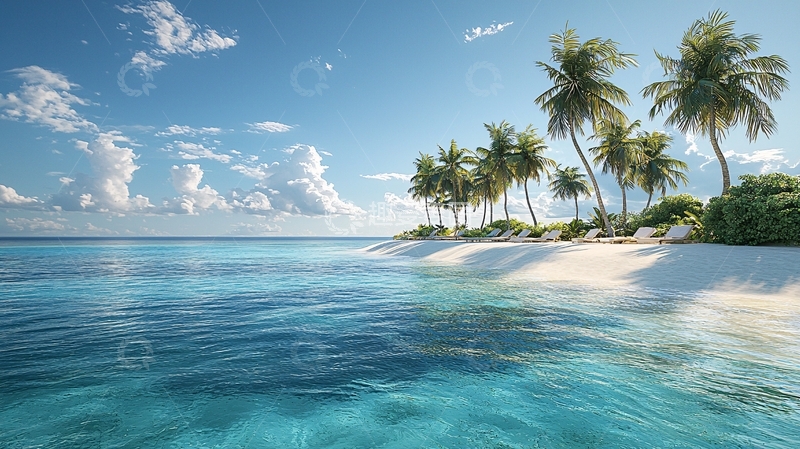 高清大图下载【趣麦麦图】热带海滩椰林