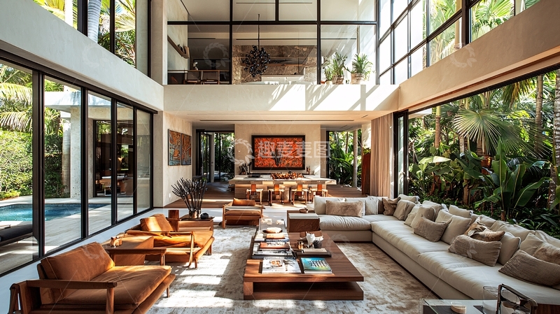 高清大图下载【趣麦麦图】现代简约别墅客厅