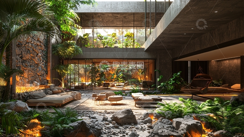 高清大图下载【趣麦麦图】现代室内热带花园设计