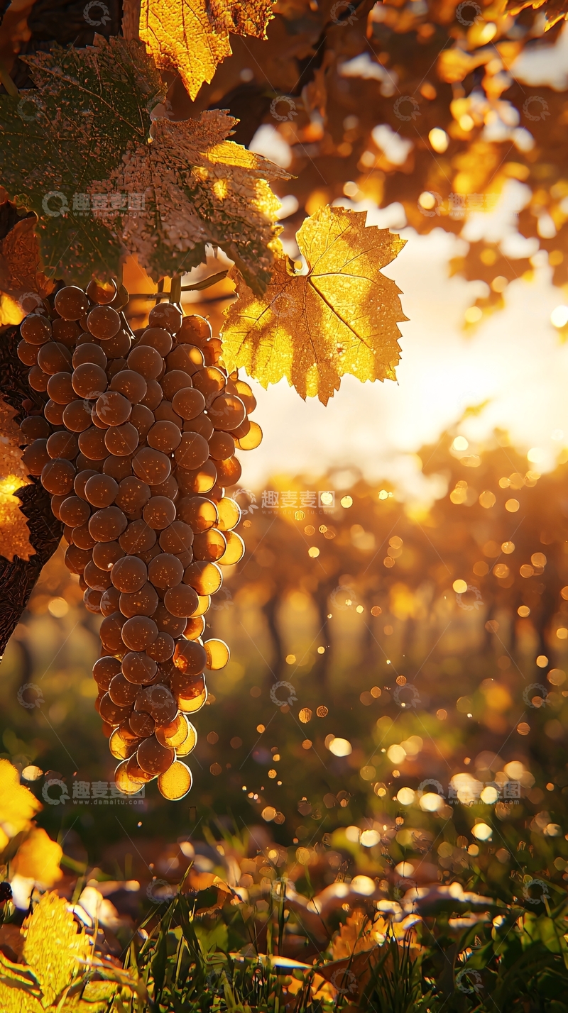 高清大图下载【趣麦麦图】金色阳光下的成熟葡萄