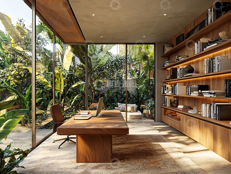 高清大图下载【趣麦麦图】现代简约木质书房