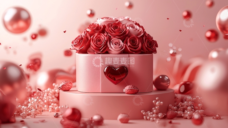 高清大图下载【趣麦麦图】粉色玫瑰礼盒