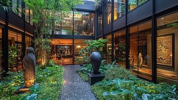 绿植环绕的现代庭院