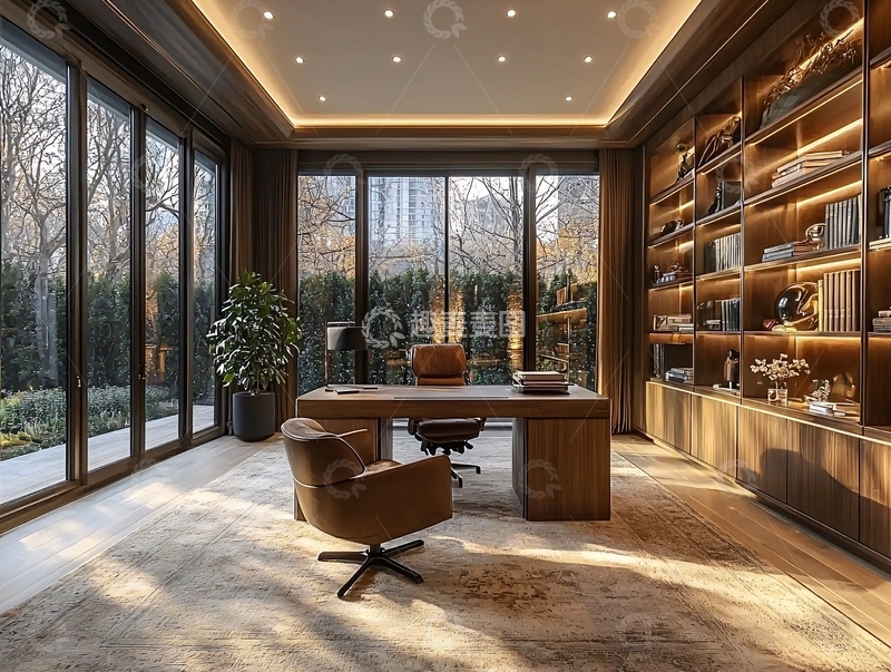 高清大图下载【趣麦麦图】现代简约高端书房设计