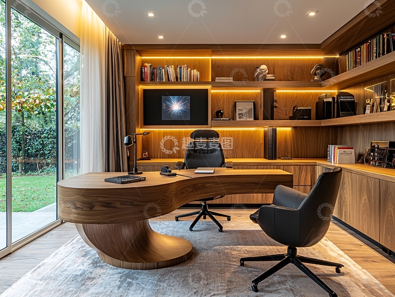 高清大图下载【趣麦麦图】现代简约高端私人书房