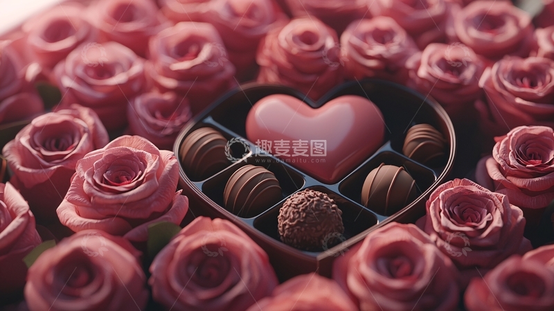 高清大图下载【趣麦麦图】粉玫瑰巧克力礼盒
