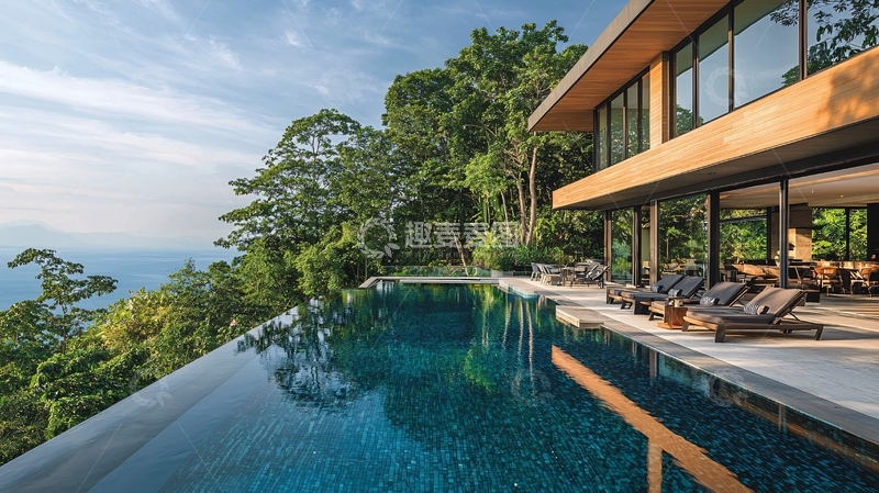 高清大图下载【趣麦麦图】山顶无边泳池别墅