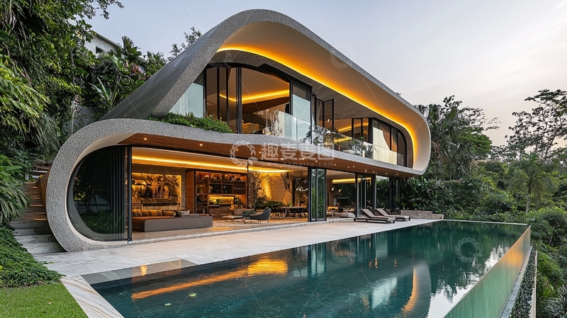高清大图下载【趣麦麦图】现代曲线别墅