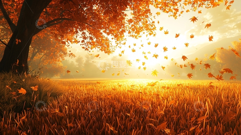 高清大图下载【趣麦麦图】秋日暖阳下的落叶