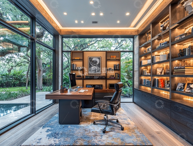 高清大图下载【趣麦麦图】现代简约高端书房