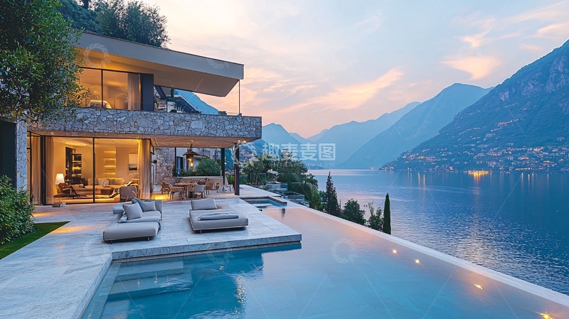 高清大图下载【趣麦麦图】湖景别墅