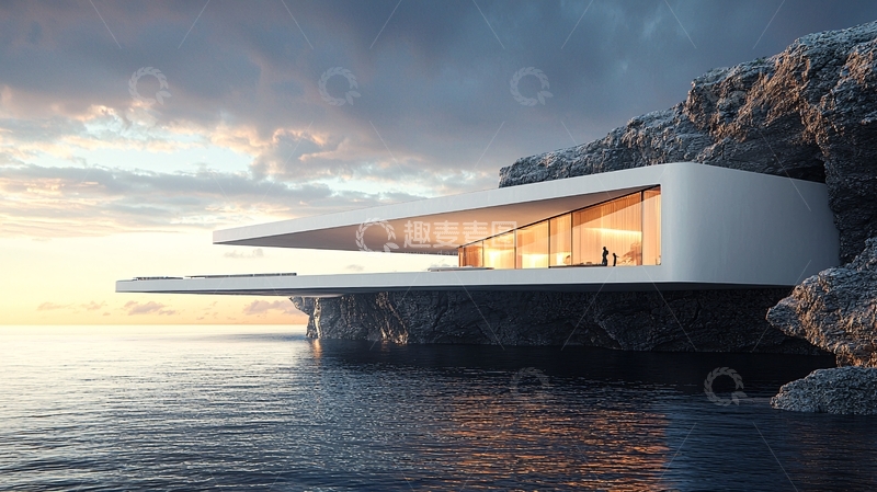 高清大图下载【趣麦麦图】海边悬崖现代建筑