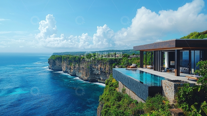 高清大图下载【趣麦麦图】悬崖边上的豪华别墅