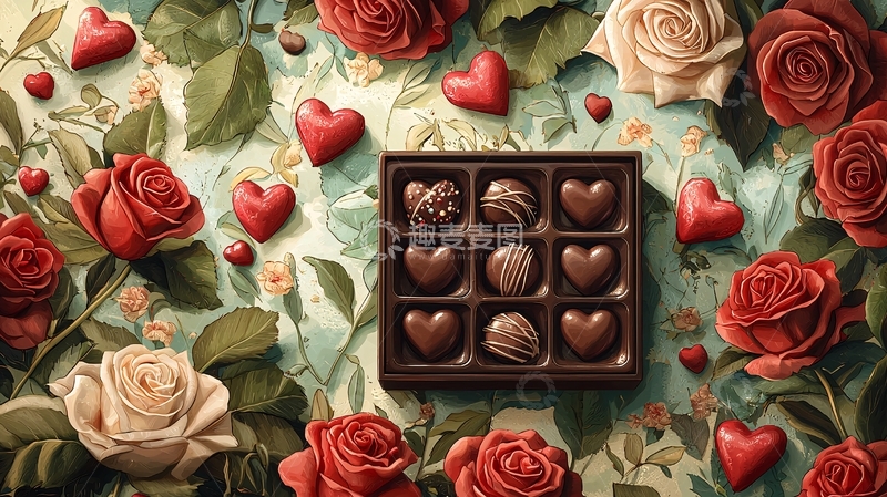高清大图下载【趣麦麦图】玫瑰巧克力礼盒