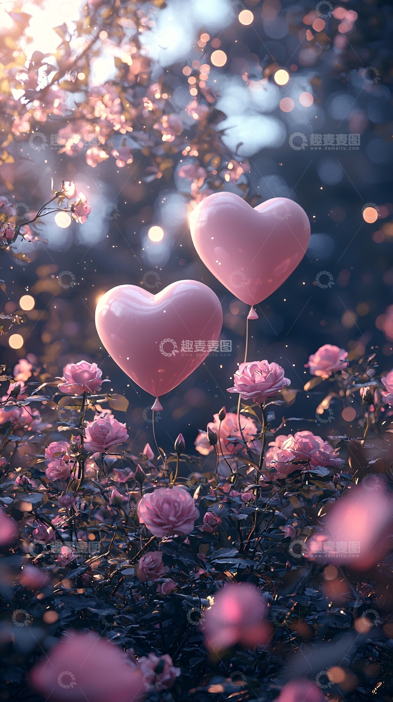 高清大图下载【趣麦麦图】粉色爱心气球