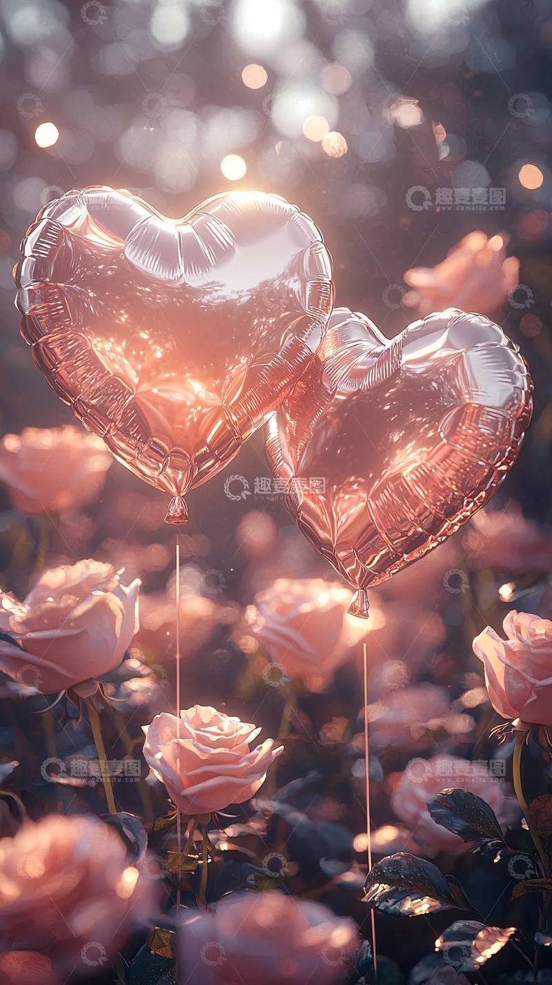 高清大图下载【趣麦麦图】粉色爱心气球