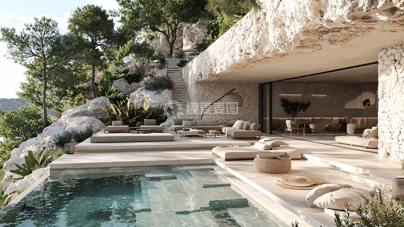 高清大图下载【趣麦麦图】崖边泳池别墅