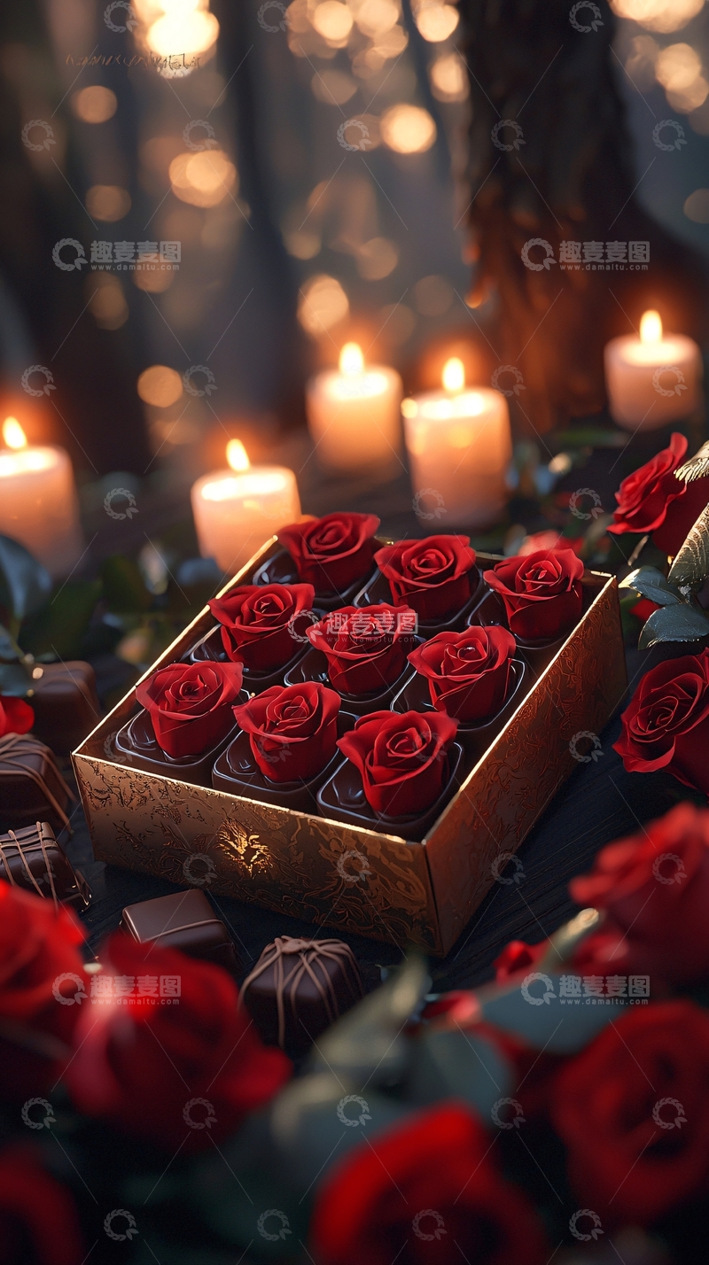 高清大图下载【趣麦麦图】暗夜森林玫瑰礼盒