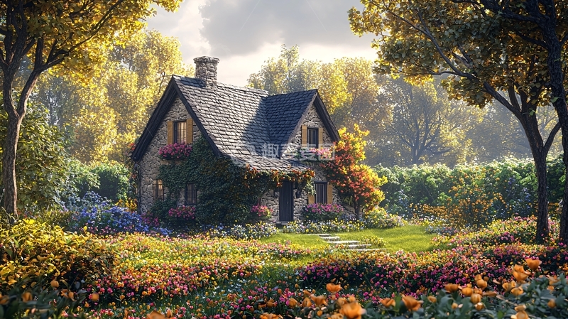 高清大图下载【趣麦麦图】秋日田园小屋