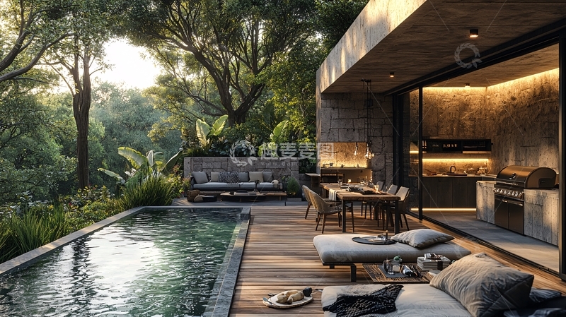高清大图下载【趣麦麦图】现代简约别墅庭院