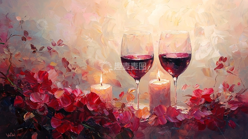 高清大图下载【趣麦麦图】红酒烛光浪漫意境
