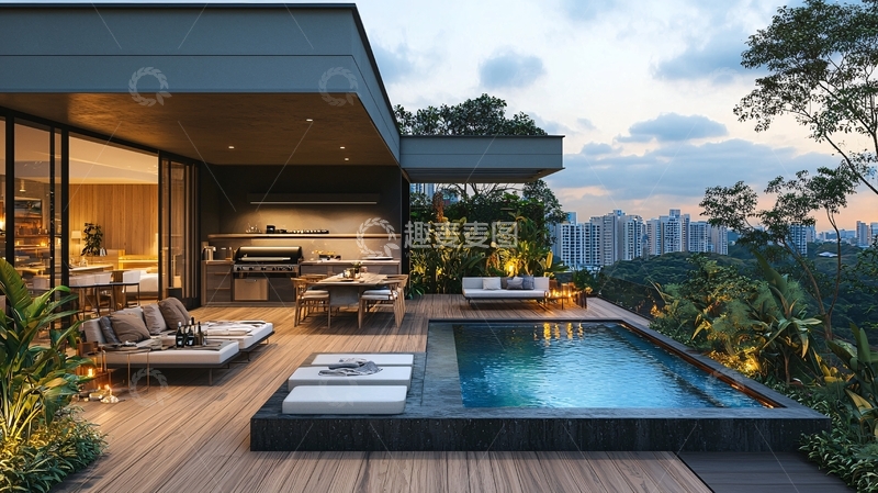 高清大图下载【趣麦麦图】现代风格顶层公寓露台