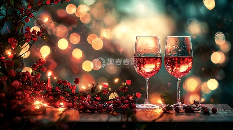 高清大图下载【趣麦麦图】浪漫温馨的红酒夜