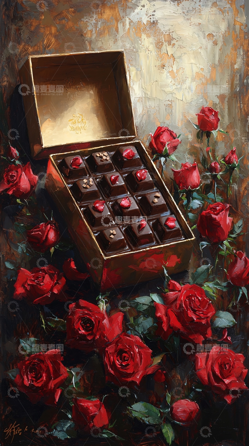 高清大图下载【趣麦麦图】红玫瑰巧克力礼盒