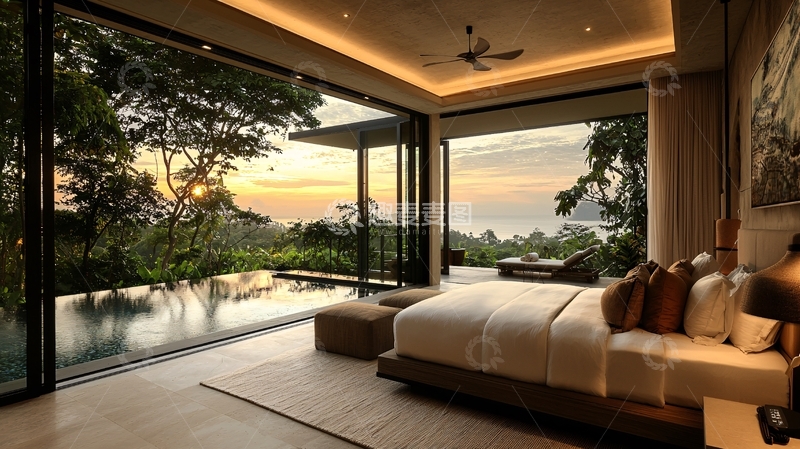 高清大图下载【趣麦麦图】极简风格卧室海景别墅