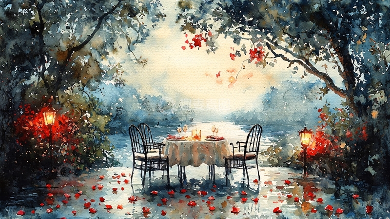 高清大图下载【趣麦麦图】浪漫户外晚餐