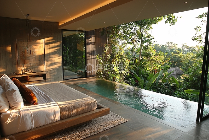 高清大图下载【趣麦麦图】极简风格卧室带无边泳池