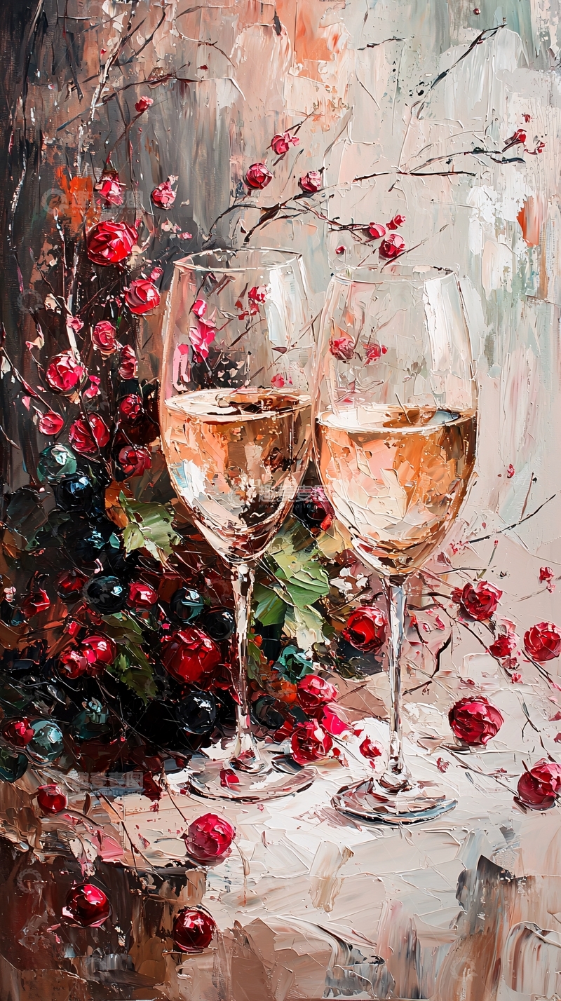 高清大图下载【趣麦麦图】红酒静物油画