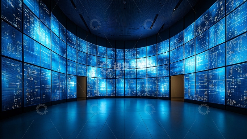 高清大图下载【趣麦麦图】蓝色屏幕数据墙