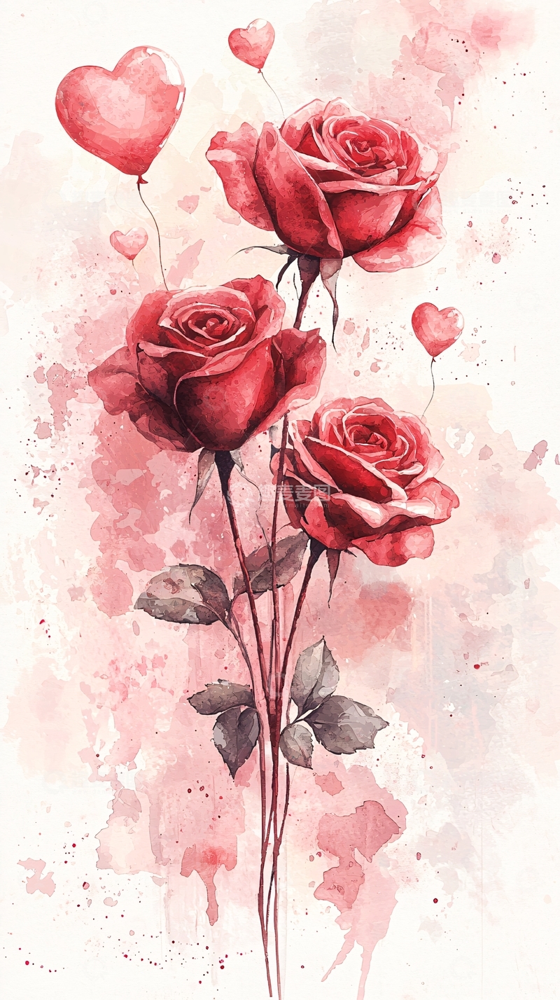 高清大图下载【趣麦麦图】水彩玫瑰