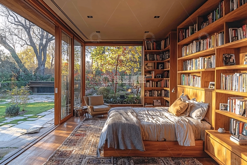 高清大图下载【趣麦麦图】阳光洒满卧室落地窗