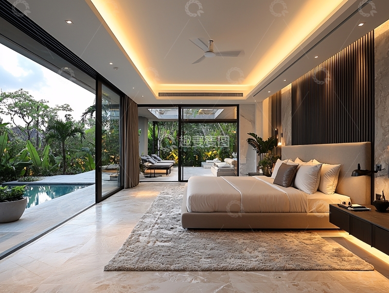 高清大图下载【趣麦麦图】现代极简别墅卧室