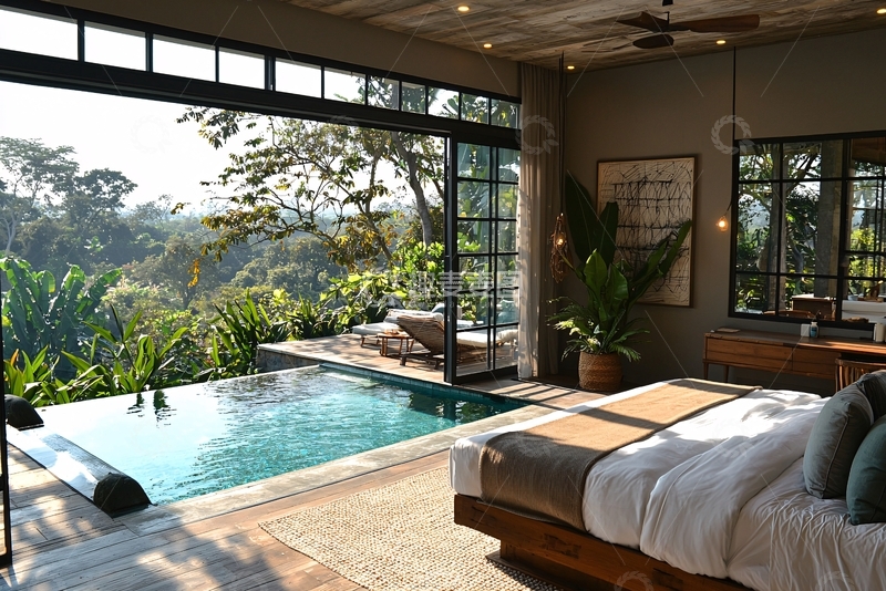 高清大图下载【趣麦麦图】私家泳池卧室景观