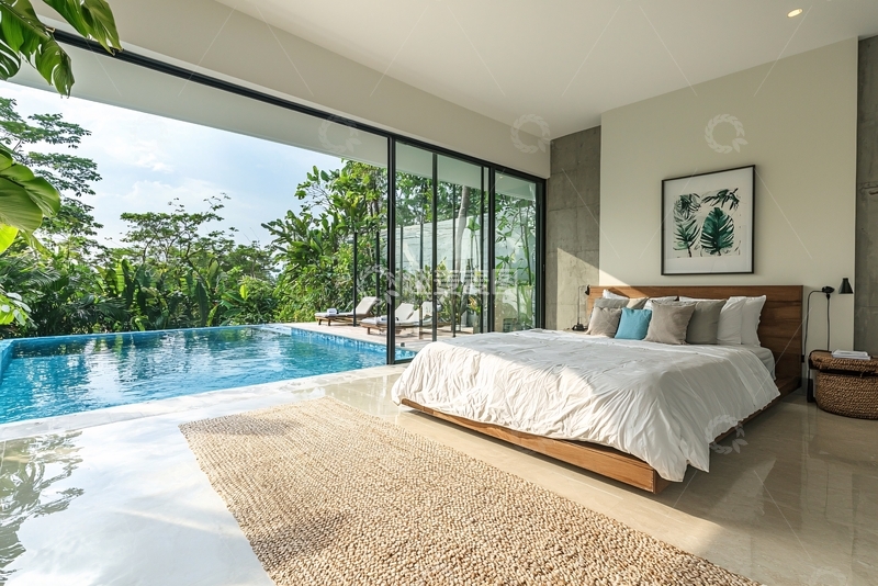 高清大图下载【趣麦麦图】现代简约卧室泳池景观