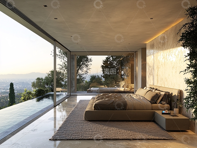 高清大图下载【趣麦麦图】极简现代风格卧室景观