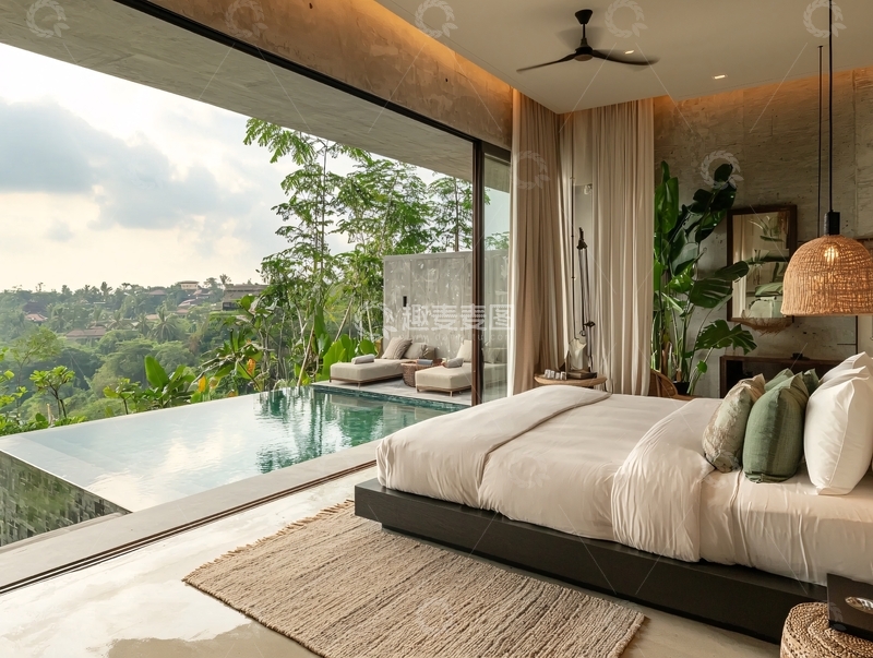 高清大图下载【趣麦麦图】无边泳池景观卧室