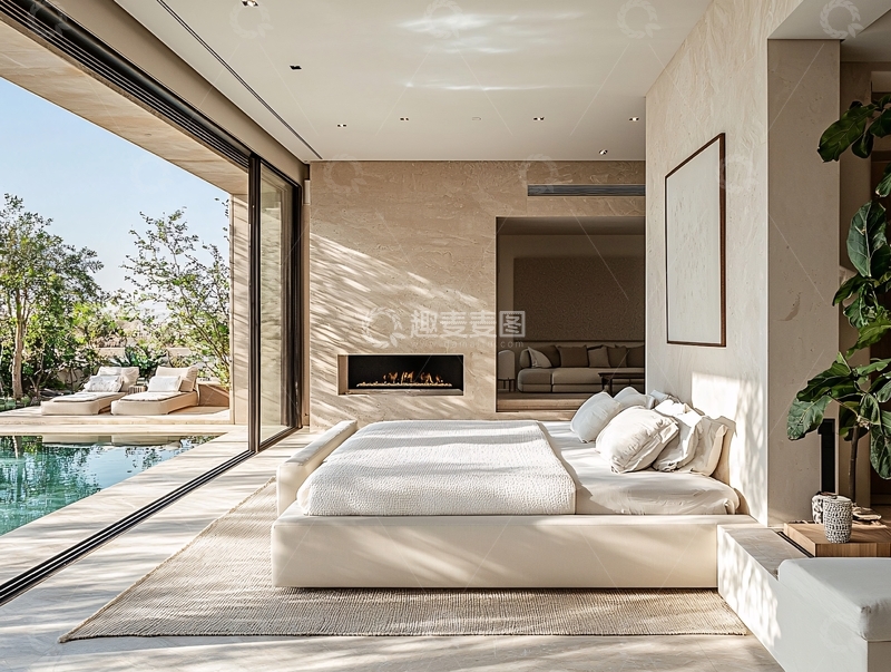 高清大图下载【趣麦麦图】现代极简卧室泳池景观