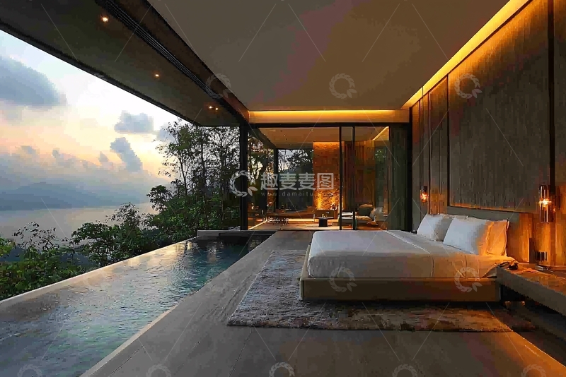 高清大图下载【趣麦麦图】极简风格海景卧室