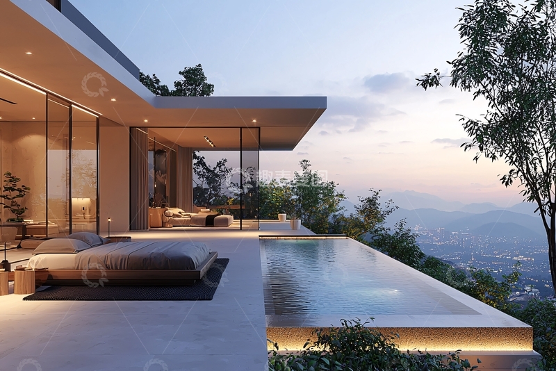 高清大图下载【趣麦麦图】山顶别墅泳池景观