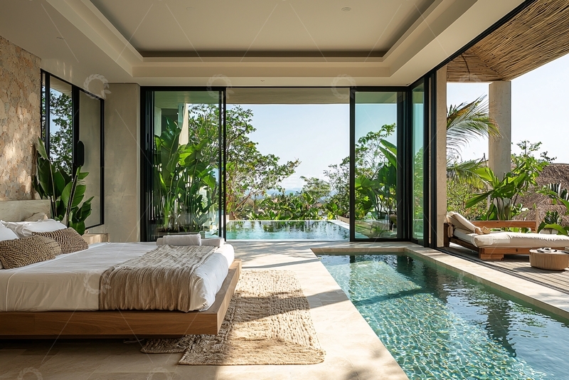 高清大图下载【趣麦麦图】私家泳池卧室景观